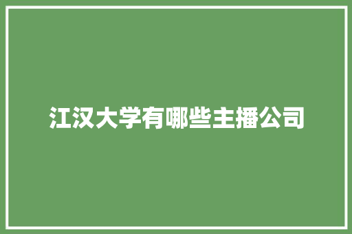 江汉大学有哪些主播公司