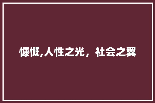 慷慨,人性之光，社会之翼 诗句鉴赏