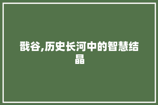 戬谷,历史长河中的智慧结晶