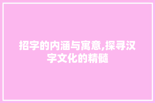 招字的内涵与寓意,探寻汉字文化的精髓