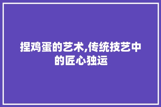 捏鸡蛋的艺术,传统技艺中的匠心独运 项目管理范文