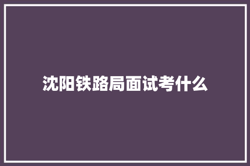 沈阳铁路局面试考什么