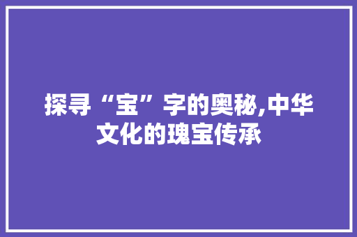 探寻“宝”字的奥秘,中华文化的瑰宝传承 创作范文