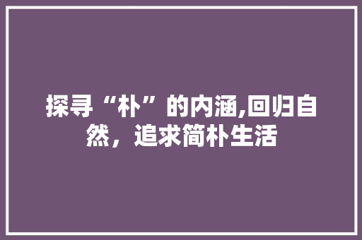 探寻“朴”的内涵,回归自然，追求简朴生活