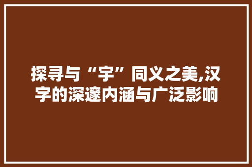 探寻与“宇”同义之美,汉字的深邃内涵与广泛影响 项目管理范文