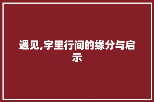 遇见,字里行间的缘分与启示