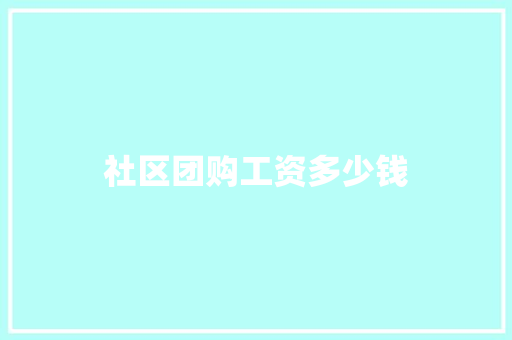 社区团购工资多少钱 项目管理范文