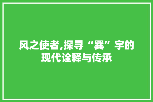 风之使者,探寻“巽”字的现代诠释与传承