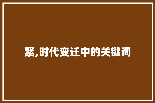 紧,时代变迁中的关键词
