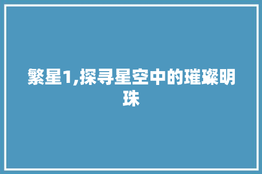 繁星1,探寻星空中的璀璨明珠