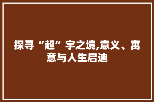 探寻“超”字之境,意义、寓意与人生启迪 项目管理范文