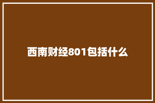 西南财经801包括什么