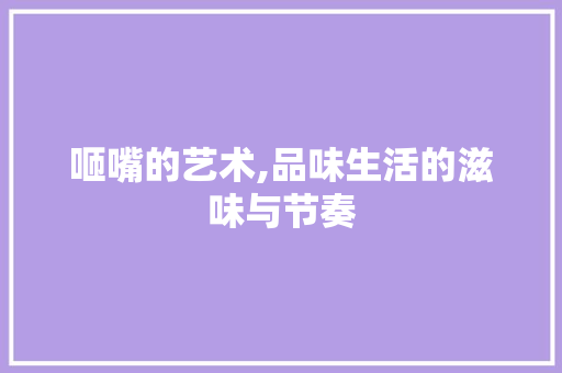 咂嘴的艺术,品味生活的滋味与节奏 项目管理范文