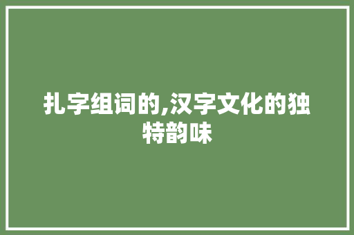 扎字组词的,汉字文化的独特韵味