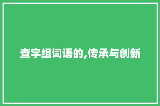 查字组词语的,传承与创新
