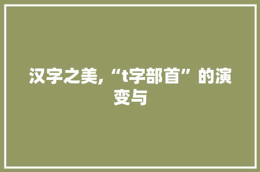 汉字之美,“t字部首”的演变与 诗句鉴赏
