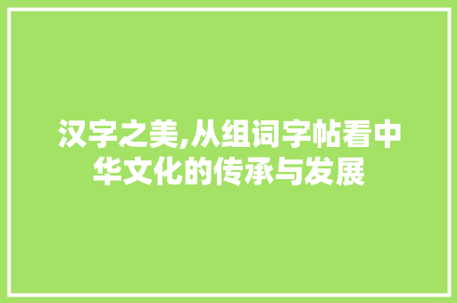 汉字之美,从组词字帖看中华文化的传承与发展 创作范文
