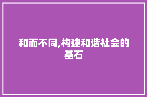 和而不同,构建和谐社会的基石