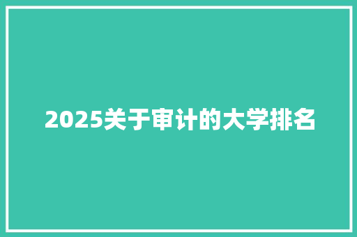 2025关于审计的大学排名