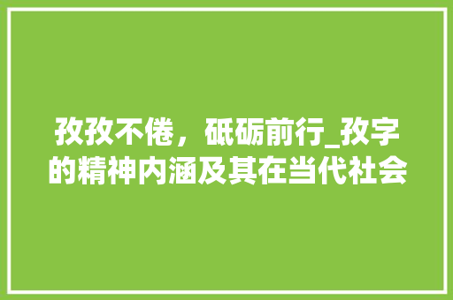 孜孜不倦，砥砺前行_孜字的精神内涵及其在当代社会的价值体现 科技报告范文