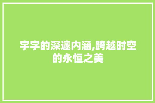 宇字的深邃内涵,跨越时空的永恒之美 词句相关