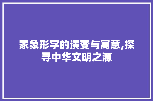 家象形字的演变与寓意,探寻中华文明之源