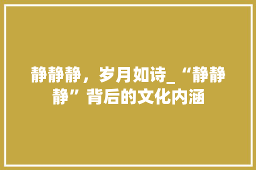 静静静，岁月如诗_“静静静”背后的文化内涵 财务报告范文
