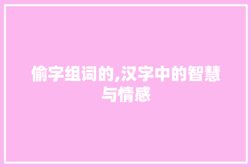 偷字组词的,汉字中的智慧与情感