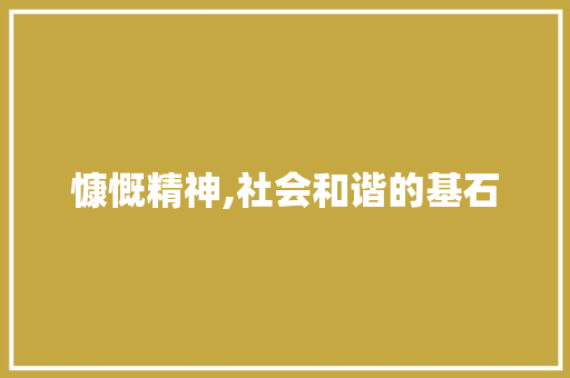 慷慨精神,社会和谐的基石