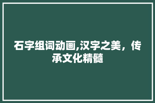 石字组词动画,汉字之美，传承文化精髓