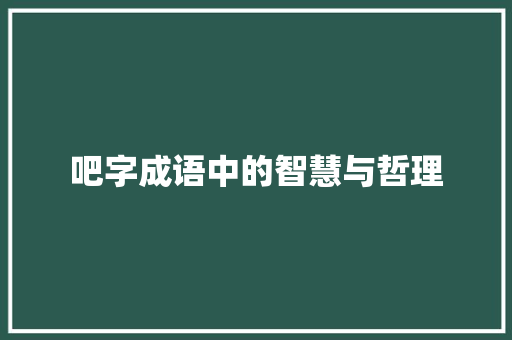 吧字成语中的智慧与哲理