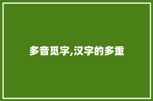 多音觅字,汉字的多重 创作范文