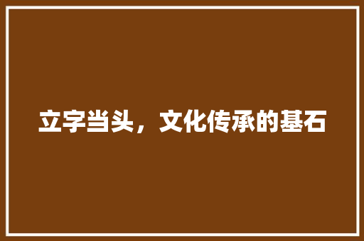 立字当头，文化传承的基石 创作范文