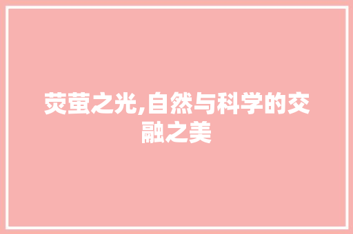荧萤之光,自然与科学的交融之美