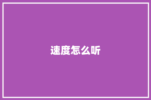 速度怎么听 演讲稿范文