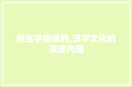 侧生字组词的,汉字文化的深邃内涵 创作范文