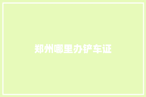 郑州哪里办铲车证 合同协议范文