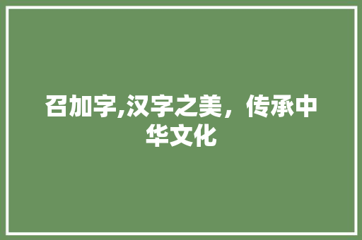 召加字,汉字之美，传承中华文化 合同协议范文
