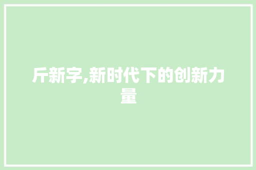 斤新字,新时代下的创新力量 合同协议范文