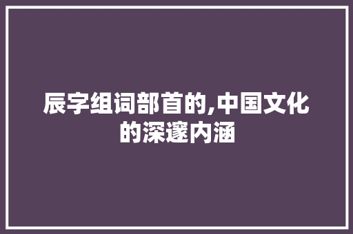 辰字组词部首的,中国文化的深邃内涵