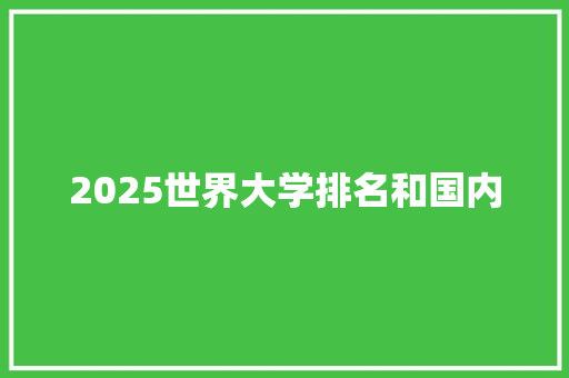 2025世界大学排名和国内 项目管理范文
