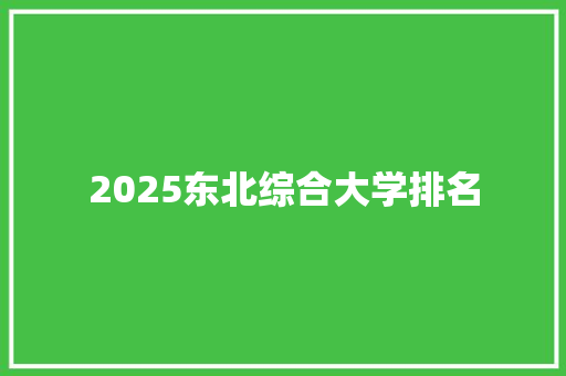 2025东北综合大学排名