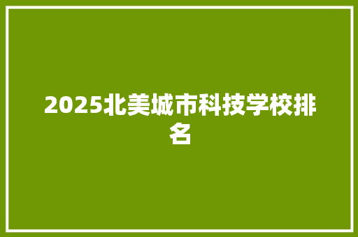 2025北美城市科技学校排名