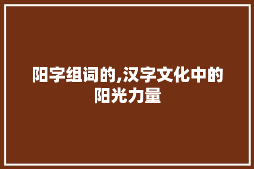 阳字组词的,汉字文化中的阳光力量