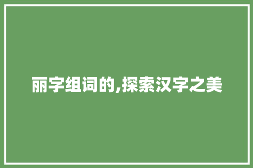 丽字组词的,探索汉字之美