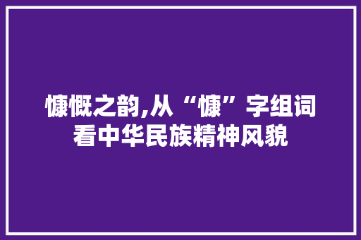 慷慨之韵,从“慷”字组词看中华民族精神风貌 创作范文