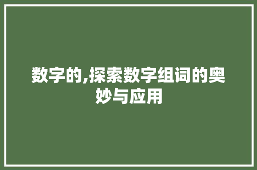 数字的,探索数字组词的奥妙与应用