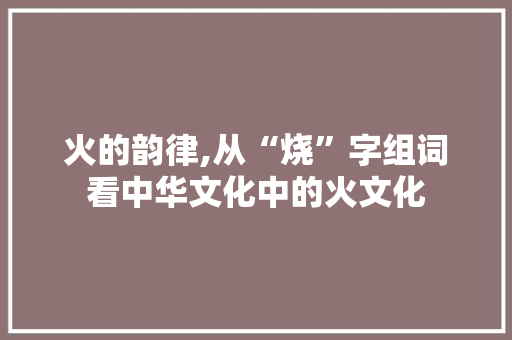 火的韵律,从“烧”字组词看中华文化中的火文化 合同协议范文