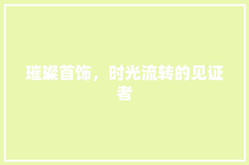 璀璨首饰，时光流转的见证者