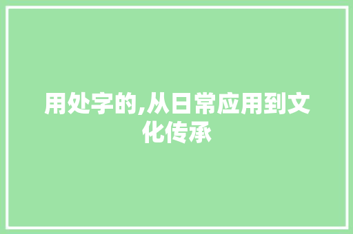 用处字的,从日常应用到文化传承